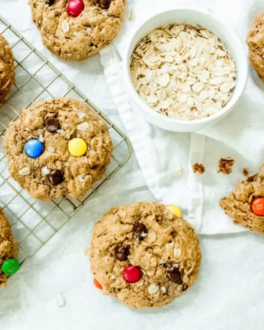 Gluten Free Monster Cookies on rack.
