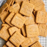 Gluten free graham crackers on a cooling rack