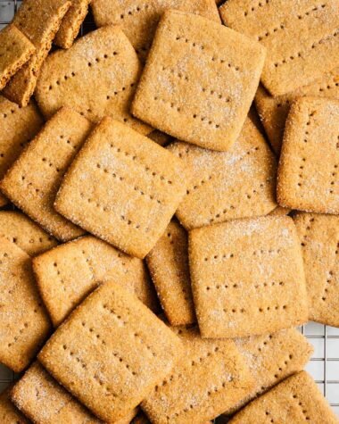 Gluten free graham crackers on a cooling rack